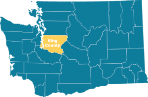 Map of Washington State with King County highlighted