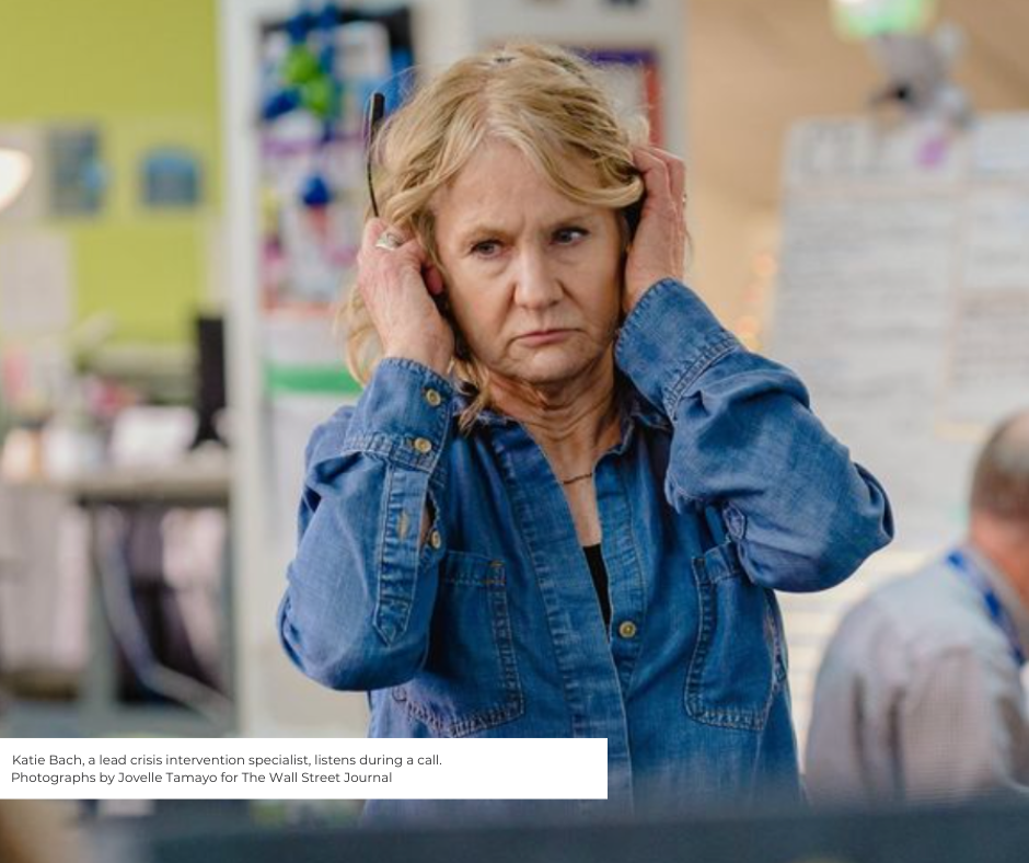 Crisis Connections supervisor listening to a call