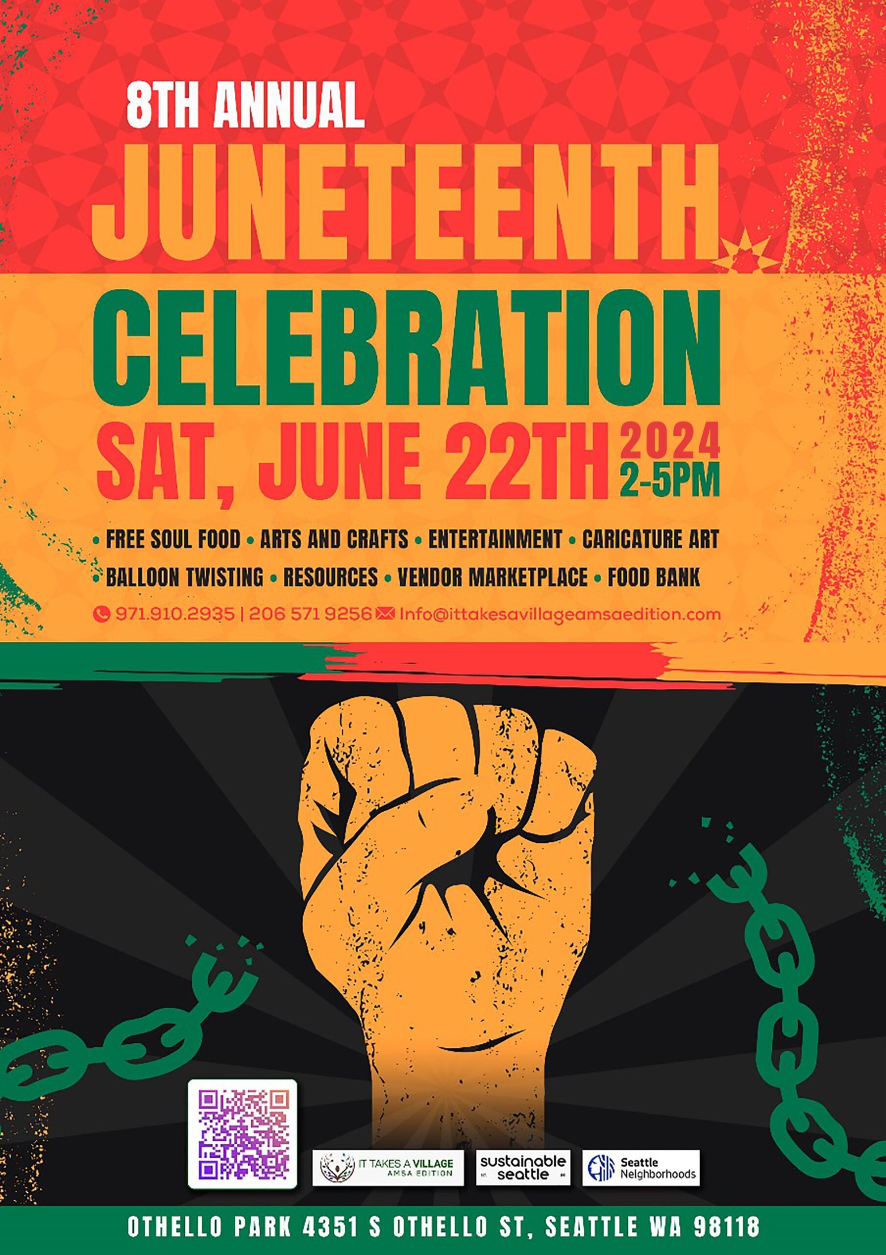 Converge/It Takes a Village Juneteenth event flyer 2024