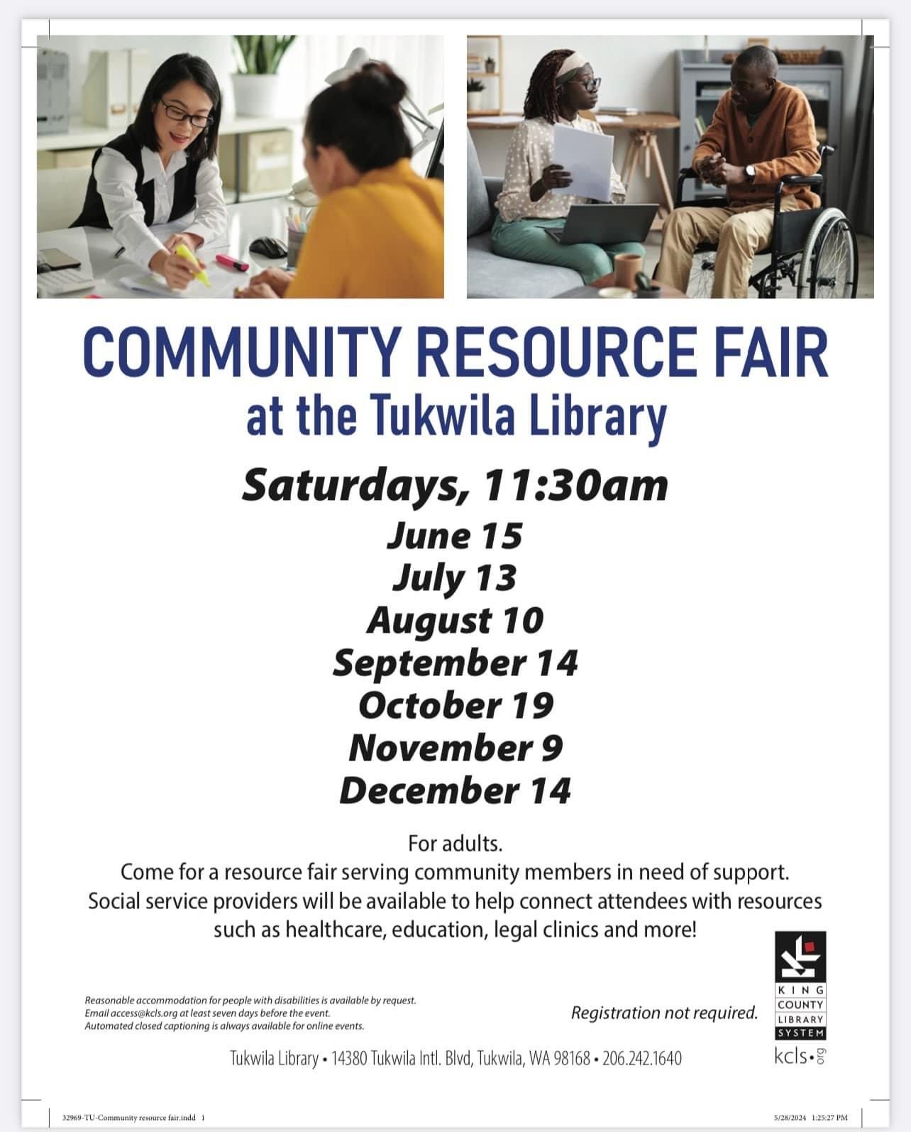 Community Resource Fair (Tukwila) | Multiple Dates through December 2024