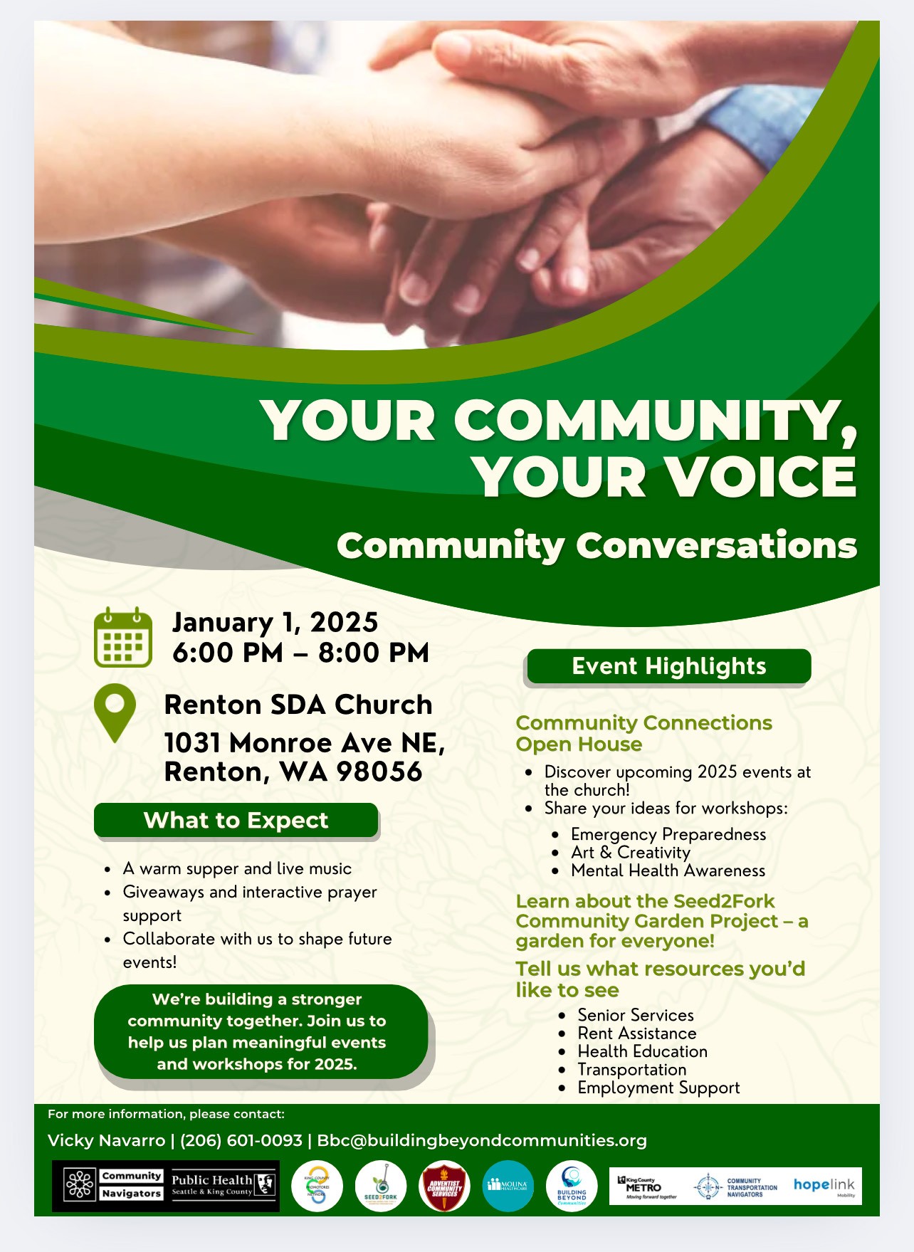 Your Community Your Voice Community Conversations flyer