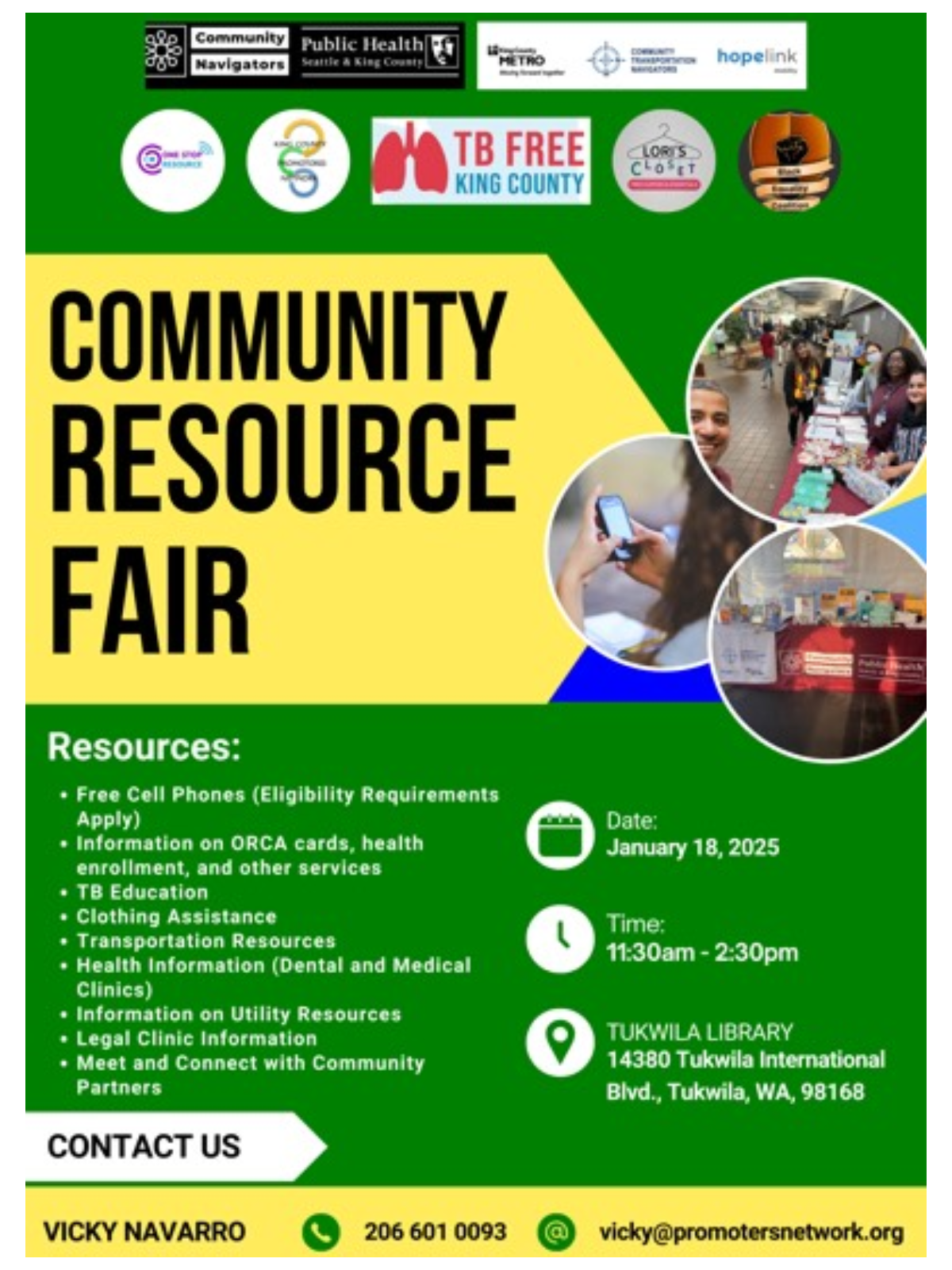 Community Resource Fair Tukwila Library January 2025