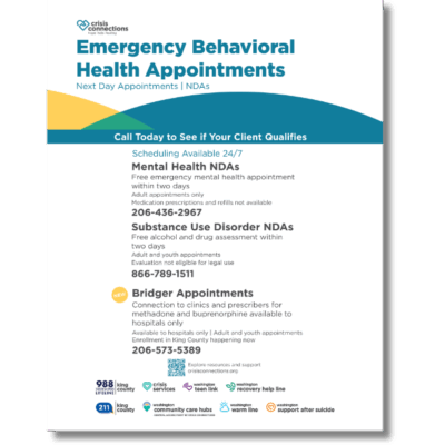 Emergency behavioral health appointment flyer image