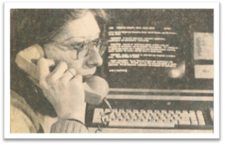 1980s Crisis Clinic volunteer with first database