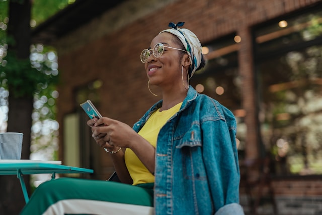 Woman outside on her cell phone