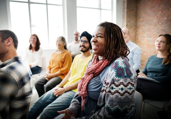 Group of people in training